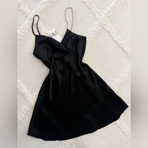 Zara Black Satin Mini Dress